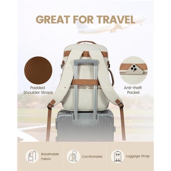 LOVEVOOK Travel Backpack for Women Men as Personal Item Flight Approved, 40L main image 2